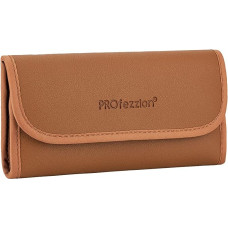 PROfezzion Filter Bag 4 Pockets Camera Lens Filter Wallet Holder for UV ND CPL DSLR Camera Round Filter with Microfiber Cleaning Cloth Brown, brown, Simple and stylish