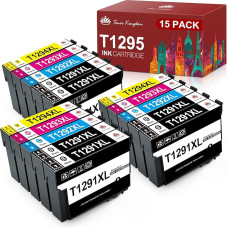Toner Kingdom T1295 Multipack suderinama su Epson WF 3520 spausdintuvo kasetėmis, skirtomis Epson T1291 T1292 T1292 T1293 T1294 Stylus SX435W SX235W SX525WD Stylus Office BX535WD (6 juodai juodos 3 žydros 3Magenta 3 geltonos)