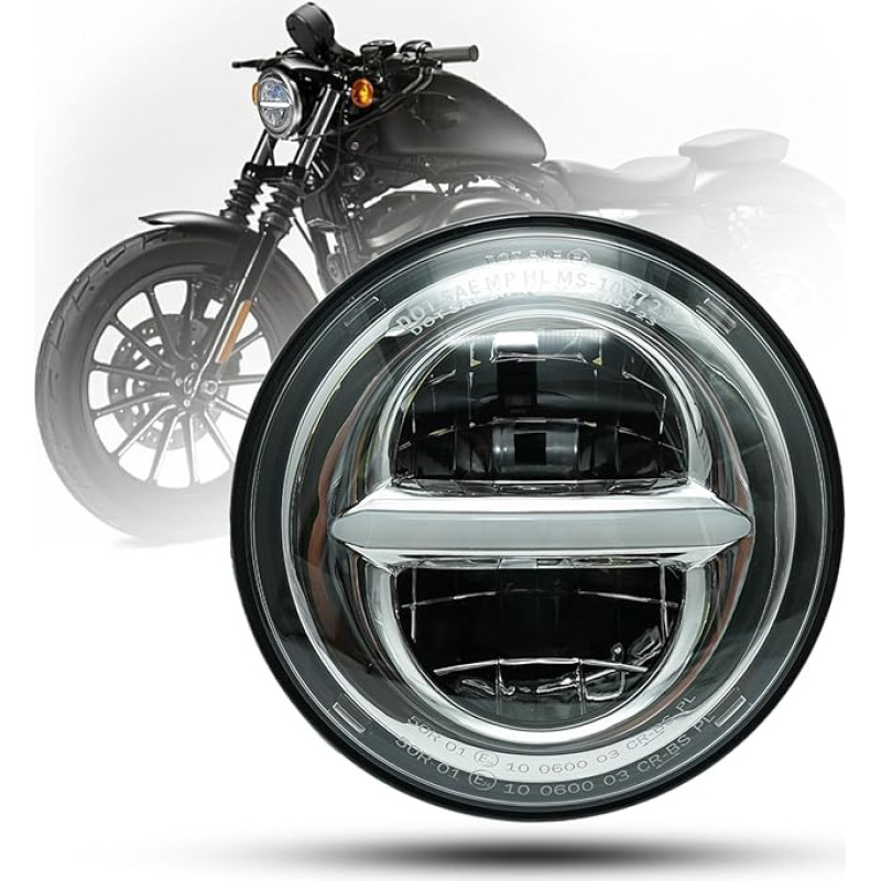 bamotoop 5.75 colių LED motociklo apvalus priekinis žibintas, patvirtintas 