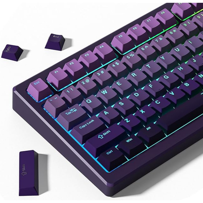 Womier Shine-Through PBT Keys, for 60% 75% 100% Cherry Profile Custom Doubleshot Keys Set Universal Compatibility for Cherry Gateron MX Switch Keyboards Gradient Purple