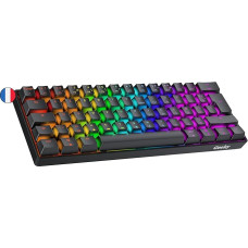 Geeky GK61 60% | Hot Swappable Mechanical Gaming Keyboard | 62 Keys Multi Colour RGB LED Backlight for PC/Mac Gamer| ISO FR AZERTY French Layout (Black, Mechanical Black)