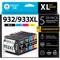 Smart Ink Compatible Printer Cartridges to Replace HP 932 XL 933 XL 932XL 933XL 5 Multipack (2 Black & Cyan Magenta Yellow) Cartridges Higher Capacity for Officejet 6600 6700 7612 7510 7110 6100 7610