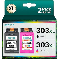 303 XL spausdintuvo kasetės, daugkartinė pakuotė HP 303 spausdintuvo juodos ir spalvotos HP 303XL Envy Photo 6230 kasetės 7830 6232 6220 7134 6234 Tango X (juoda spalva, 2 pakuotės)