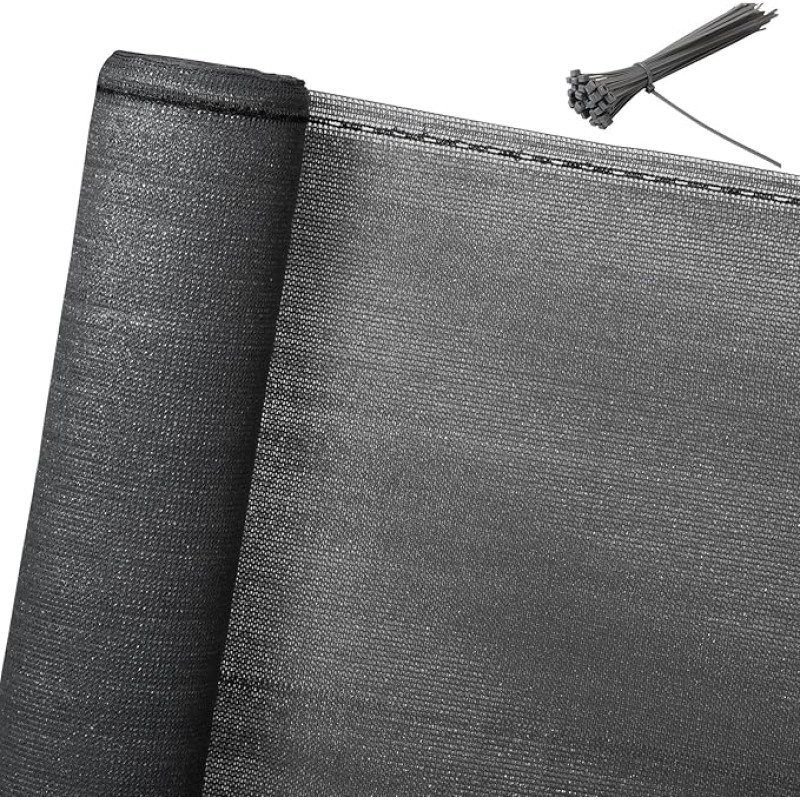 WOLTU Tvoros ekranas 1,5 x 10 m, 150 g/m² HDPE teniso ekranas Tinklinis pavėsis Privatumo ekranas Apsauga nuo vėjo, apsauga nuo dulkių, apsauga nuo saulės Audinys Tinklas su kabelių ryšuliais Antracitas
