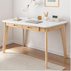 IOTXY Wooden Small Desk with Drawers - Computer Desk in Home Office, White, 100 cm