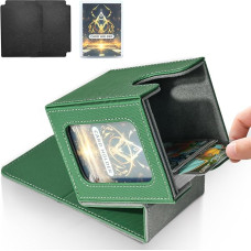 Jaffzora Deck Box for MTG Commander Magnetinis kortų dėklas TCG kortų laikymo dėžutė Talpina 100 dvipusių kortų Žalia ir pilka spalvos