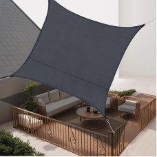 Jeffbaubl Awning Waterproof 2 x 2 m, Rectangular Sun Sail, Sun Protection Weather Protection Awning, UV Protection with Mounting Ropes for Balcony, Garden, Patio, Outdoor Use (Dark Grey)