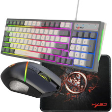docooler Wired Keyboard and Mouse Combo with Mouse Pad Compact Keyboard with 96 Keys with Colourful Lights 4 Speeds Quiet Mouse for Laptop/PC