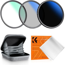 K&F CONCEPT filtrų rinkiniai 49 mm kintamas ND2-400 filtras (1-9 pakopų) + poliarizacinis filtras (CPL) + UV filtras (Nano Klear serija)