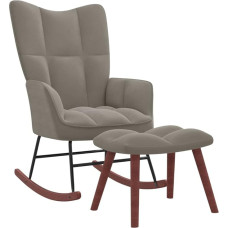 vidaXL Rocking Chair with Stool, Swing Chair with Armrest, Rocking Chair, Relaxing Chair, Living Room, Light Grey Velvet