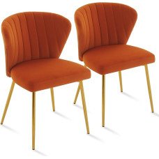 Sepnine® Velvet valgomojo kėdės, 2 vnt., modernios virtuvės kėdės, minkštos kėdės, valgomasis, ergonomiškos valgomojo kėdės su auksinėmis kojomis, skirtos svetainei, miegamajam, virtuvei (oranžinės spalvos)