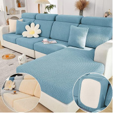 Magic Sofa Covers, Nolaninterior Magic Sofa Couch Covers, Wear-Resistant Universal Sofa Cover, Stretch for Sectional Slipcovers (Texture-Sea Blue, Headrest Cover)