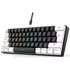 Yunir RGB Keyboard, 61 Keys, Ergonomic Mechanical Feel, Wired Gaming Keyboard with Type-C Interface, LED Backlight, for Office Business Games (Black)