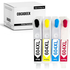 COCADEEX 604XL pakartotinai užpildoma rašalo kasetė su ARC lustais, suderinama su XP-2200 XP-2205 XP-3200 XP-3205 XP-4200 XP-4205 WF-2935 WF-2930 WF-2910 WF-2950 spausdintuvais