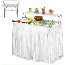 E EASTSTORM 4 Feet (122 cm) Party Table with Drain & Drink Holders - 56 cm Wide Buffet Table Foldable & Portable for Garden Parties, Barbecues and Outdoor Events