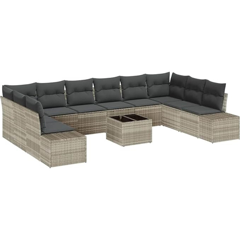 Rantry 11-teiliges Garten Sofa Set mit Kissen in Hellgrau Gartenlounge Modelis3355921