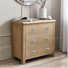 Julian Bowen Memphis Limed Oak 3 Drawer Chest of Drawers