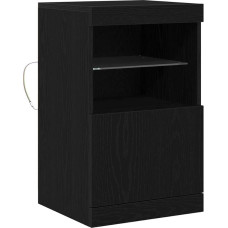 vidaXL Šiuolaikinė juoda ąžuolo bufeto spintelė | MDF erdvę taupantys valgomojo ir svetainės kambario baldai su stalčiais ir lentynomis | Stilingas modernus dizainas