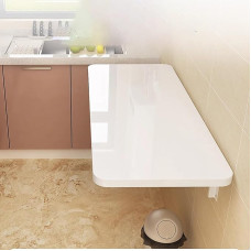 An der Wand montierter, klappbarer Wäschetisch, multifunktionaler Klapptisch für Küche und Homeoffice, platzsparendes Design in Weiß, Größe 60 Zoll, perfekt für kleine Räume.