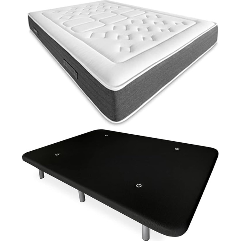 DUÉRMETE ONLINE Bio Nature lova su atminties putų čiužiniu + juodas sustiprintas paminkštintas pagrindas su 6 metalinėmis kojelėmis 135 x 190 cm