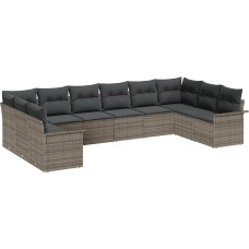 Rantry 10-ties vietų sodo sofos komplektas su kilimais Grau Poly Rattan Gartenlounge Modelis3345539