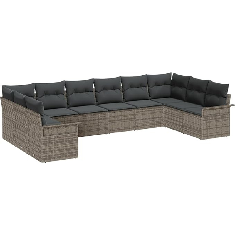 Rantry 10-ties vietų sodo sofos komplektas su kilimais Grau Poly Rattan Gartenlounge Modelis3345539