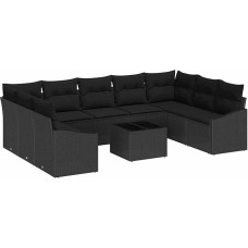 Rantry 10-ties vietų sodo sofos komplektas su kilimėliais Beige Poly Rattan Gartenlounge Modelis3346893