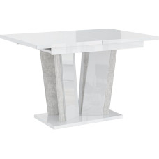 PROROOM FURNITURE - išskleidžiamas valgomojo stalas 120-160 x 80 x 75 cm - stačiakampis valgomojo stalas, modernus stalas valgomajame, virtuvėje, svetainėje, salone (DORA2) (blizgus baltas, betono išvaizdos)