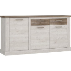 möbelando Duro Sideboard Made of Wood in Pinia White Combined with Antique Oak with 2 Drawers and 3 Doors Dimensions (W x H x D) 173.9 x 90.3 x 41.3 cm