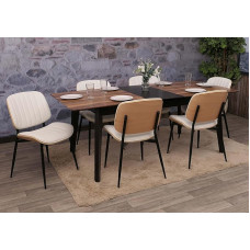 Mendler HWC-O44 6 valgomojo kambario kėdžių komplektas Bentwood Faux Leather Oeko-Tex FSC Natural White