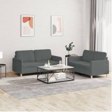 CIADAZ 3202087 2-Piece Sofa Set with Cushions Dark Grey Fabric, Lounge Sofa, Sofas & Couches, Relax Sofa, Couch for Living Room, Couch with