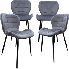 Valgomojo / virtuvės kėdė su aksominiu užvalkalu ir metaliniu rėmu, spalva: Spalva: aksomas, tamsiai pilka, 4 vnt.