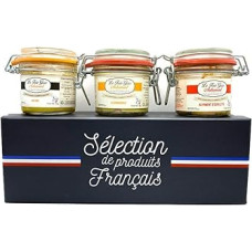 Foie Gras dovanų dėžutė - 3 x 80 g ančių kepenėlių paštetas - klasikinis, vaisinis, aromatingas - gurmaniška dovana - prancūziškas delikatesas - 