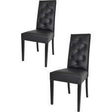 t m c s Tommychairs 2 modernių Chantal kėdžių rinkinys virtuvei ir valgomajam, tvirtos konstrukcijos, pagamintos iš lakuotos buko medienos, juodos spalvos, minkštos ir aptrauktos juoda dirbtine oda