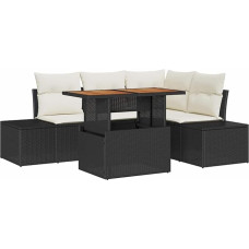 5-teiliges Garten Sofa Set mit Kissen Schwarz Poly Rattan Gartenlounge Modelis3358693