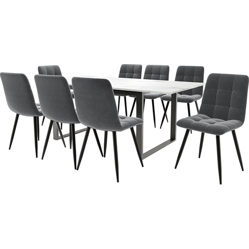 Šiuolaikinio minimalistinio stiliaus išskleidžiamas valgomojo stalo komplektas 140/180 x 80 x 75 cm marmurinis stalas, universalus, tinkantis įvairioms erdvėms