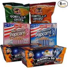 MovieTime Snack Box - Cinema Snack Box with Nachos & Cheese Sauce, Tortilla Chips & Microwave Popcorn Sweet & Salty - Nibble Box for Movie Night & Party