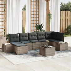 Rantry 7-teiliges Garten Sofa Set mit Kissen Schwarz Poly-Rattan Gartenlounge Modelis3347159
