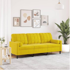 QJBSAVVA 3 vietų sofa Geltonas aksomo audinys 180 cm pločio, modernaus dizaino, su nuimama pagalvėle, patogi ir stabili, skirta svetainei, balkonui ir paauglių kambariui