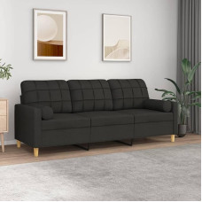 ARKEM 3 vietų sofa su dekoratyvinėmis pagalvėlėmis Juoda 180 cm audinio sofa lova
