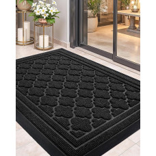 Color G Outdoor Doormat, Robust 60 x 90 cm, Non-Slip Outdoor Door Mat, Washable Dirt Trapper Mat, Outdoor, Weatherproof for Front Door, Entrance, Balcony (Black)