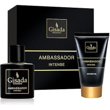 Gisada - Ambassador Intense Set | Gift Set | Eau de Parfum 50 ml & Shower Gel 100 ml | Pikantiški, gaivūs vyriški kvepalai