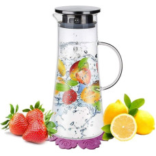 BOQO vandens ąsotis, BOQO 1,5 litro stiklinis ąsotis, vandens ąsotis su nerūdijančio plieno dangčiu (stiklinis ąsotis)