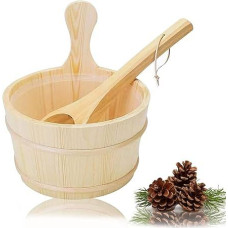 Pirties kibiras, 4L pirties 3 dalių rinkinys Pirties kibiras su samčiu Aukštos kokybės suomiškos pušies medienos pirties reikmenys Pirties kibiras Infuzinis kibiras su plastikiniu priedu (pirties kibiras + samtis + samtis)