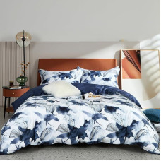 MILDLY Evan Patalynė 135 x 200 cm, 4 dalių medvilninis satinas, 100 % ilgo kuokštelinio pluošto medvilnės augalinio rašto vėsinantys patalynės komplektai, 