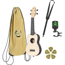 Ortega Guitars Soprano Ukulele Left Handed - Acoustic - Keiki K2 Series - Includes Accessories - Maple, ABS, Natural (K2-MAP-L)