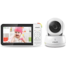 Vtech VM924 Video Baby Monitor with Camera, 5 Inch LCD Display, 31 Hours Battery Life, Night Vision, 300 Metre Range, Pan Tilt Zoom, Lullabies, Soothing Sounds, Temperature Sensor