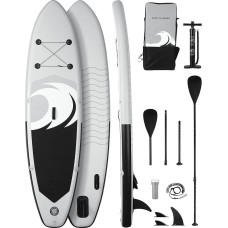 Pripučiama irklenčių lenta Stand Up Paddle Board SUP su aukščiausios kokybės irklenčių priedais ir neslystančiu deniu ISUP kuprinė irklenčių pavadėlis siurblys žvejybai Joga suaugusiems ir jaunimui bei vaikui Balta