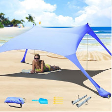 Beach Tent Pop Up 2x2.1m UPF 50 Lycra Sun Protection Outdoor Anti-Wind Sun Protection with Stability Poles Backyard with Beach Blanket