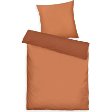 TOM TAILOR Dviejų tonų vienspalvė satino patalynė 80 x 80 cm + 155 x 220 cm su dvigubu dygsniavimu ant pagalvės Atvirkštinis motyvas ir spalvotas prekės ženklo užtrauktukas Dviejų tonų vienspalvė oranžinė (šiltas koralas)